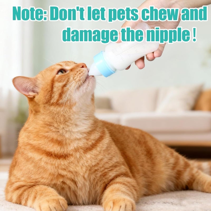 DEMORA Kitten Bottle Feeding Kit, Graduated Nursing Feeding Bottles for Pet Kitten Puppy Hamster Rabbit with Two Kinds of Replaceable Nipples Feeder (Clear, 4 oz) - Image 5